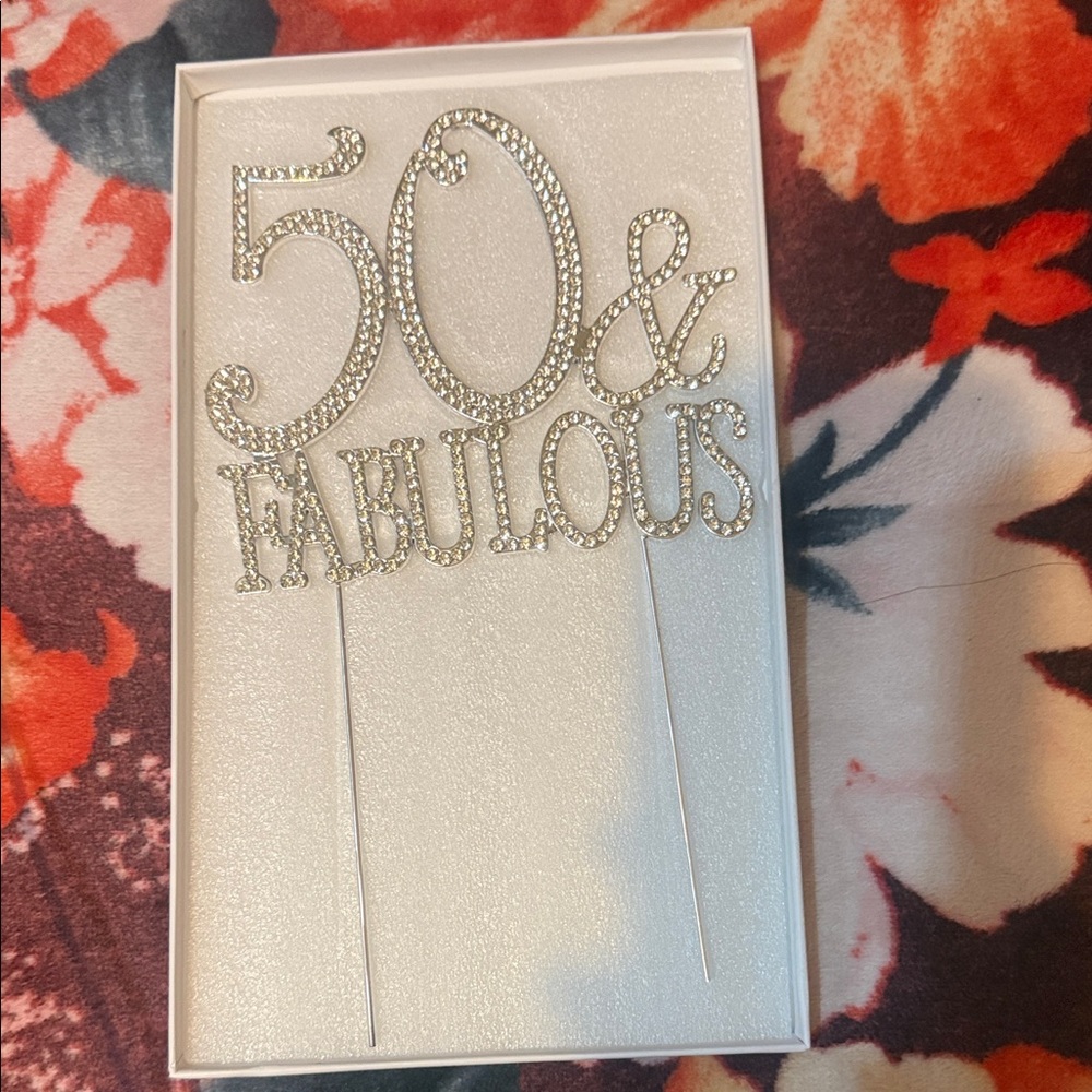 Silver '50 & Fabulous' Cake Topper